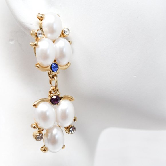 1.75" Drop Dangle Pearl Blue/Purple Earrings - Picture 10 of 12